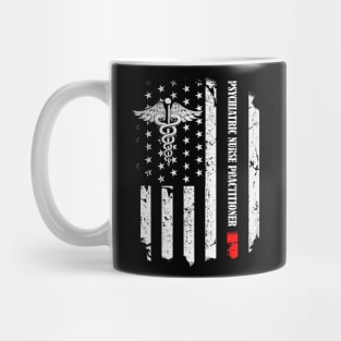 Psychiatric Nurse Apparel, American Flag Thin Line Nursing Mug